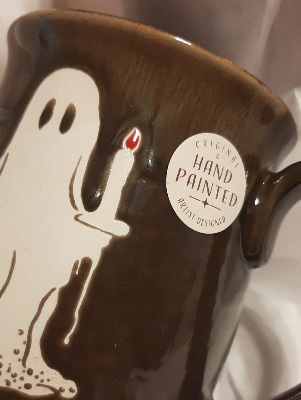 Eli & Ana Handpainted Brown Ghost Ceramic Mug - NWT